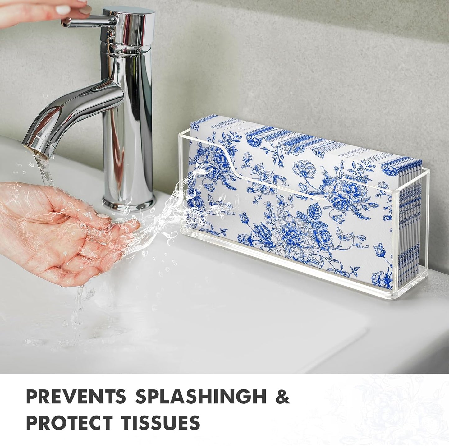 Bulk 10Pcs Acrylic Guest Towel Holder for Bathroom Clear Waterproof Splashing Vertical Napkin Holder for Kitchen Disposable Hand Towel Holder Modern Dining Table Napkin Tray for Home Hotel Office Wholesale