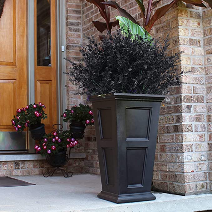 8 Pcs Artificial Black Bush Shrubs for Halloween Outdoor Use UV Resistant