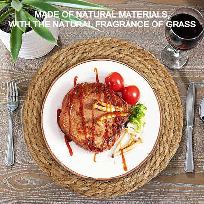 Bulk 10 Pack 12 Inch Round Farmhouse Woven Placemats Rustic Rattan Water Hyacinth Braided Mats for Dining Home Decor Weddings Wholesale