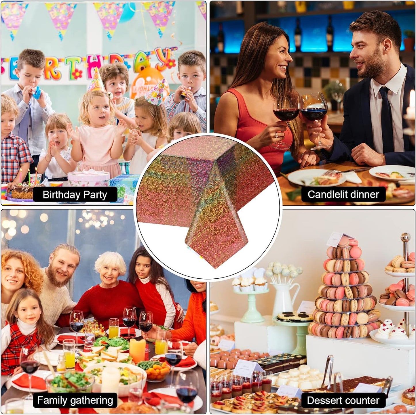 Bulk Vibrant Rainbow Disposable Tablecloth 54x108 Inches Ideal for Birthday Parties Buffets Disco and Mermaid Themed Decor Wholesale