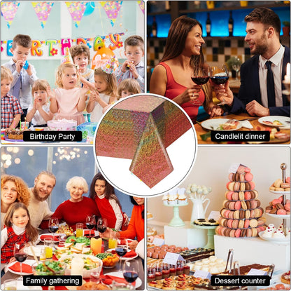 Bulk Vibrant Rainbow Disposable Tablecloth 54x108 Inches Ideal for Birthday Parties Buffets Disco and Mermaid Themed Decor Wholesale