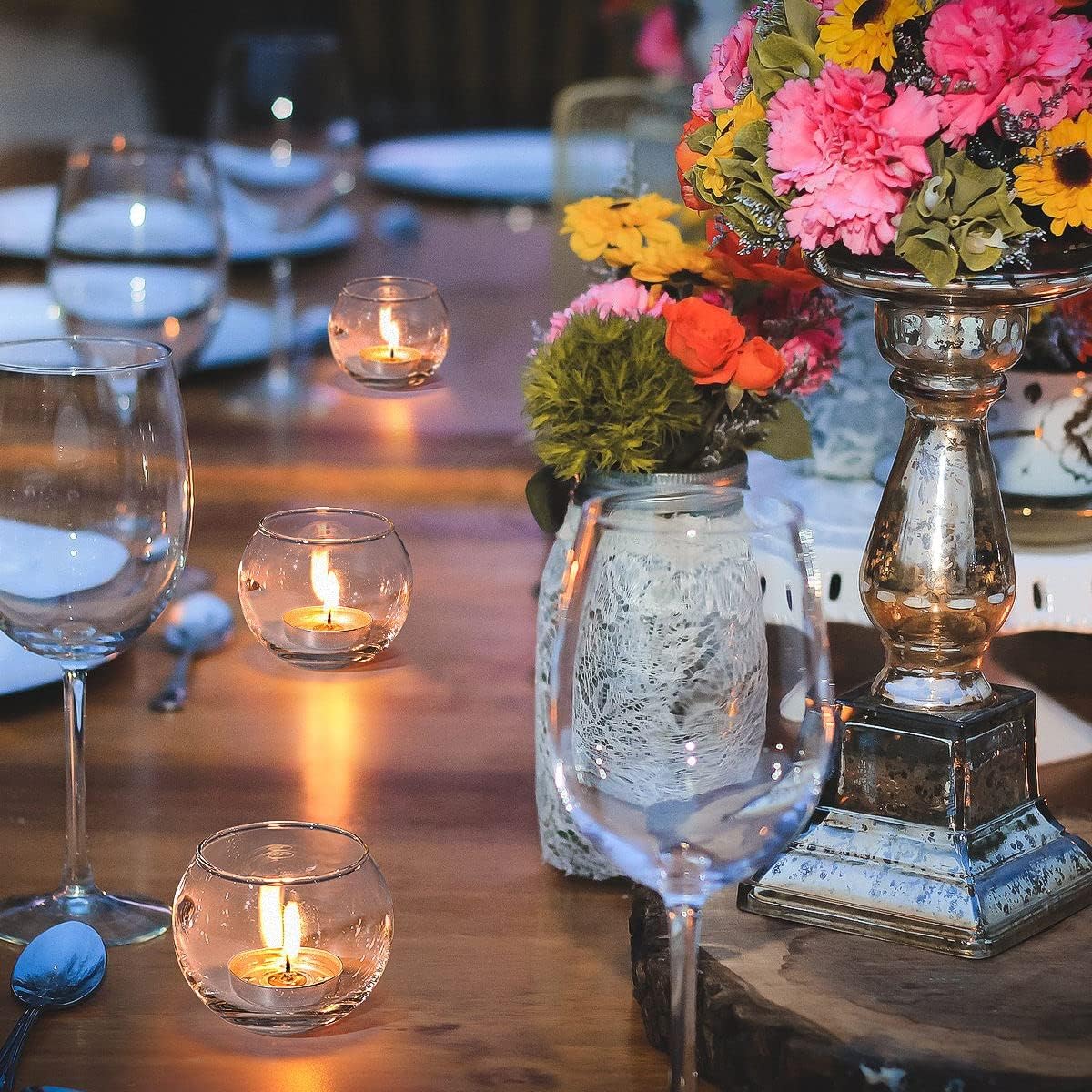 Bulk 12 Pcs Shine Bright Electroplated Glass Candle Holders for Weddings Parties Holidays Gifts and Bridal Showers Wholesale