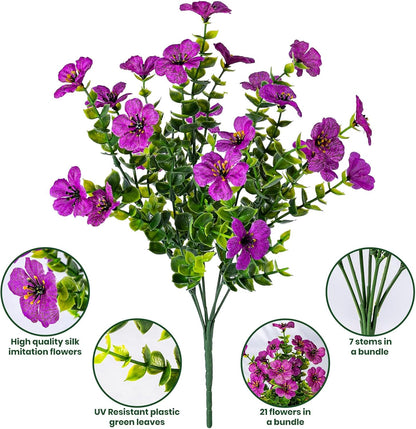 Premium Outdoor Fake Flowers 10 Pack UV Resistant Polyester Eucalyptus Bundles  Eco Friendly Stems for Patio Garden Porch Decor