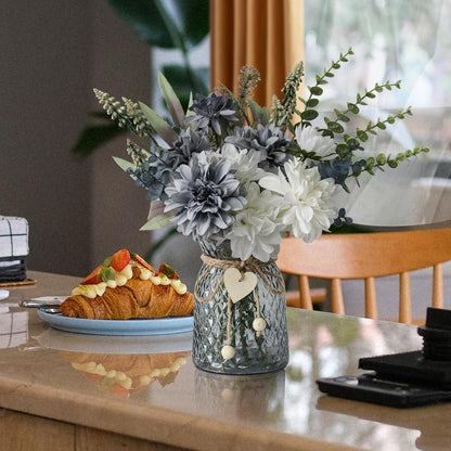 Premium Artificial Silk Flowers in Vase - High-Quality Table Centerpieces for Dining Room Kitchen Coffee Table Decor & Events