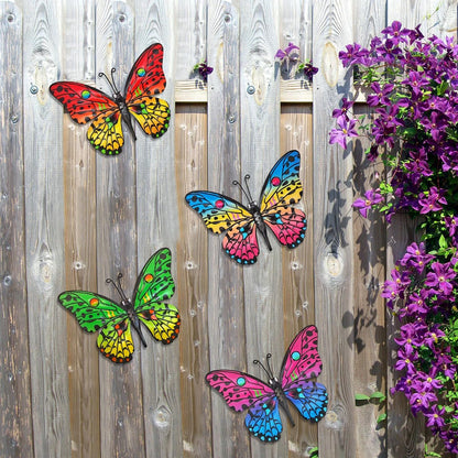 Bulk 4 Pcs Metal Butterfly Wall Decor 9.6" Outdoor Garden Patio Bedroom Art Living Room Balcony Perfect Gift for Family Friends Wholesale