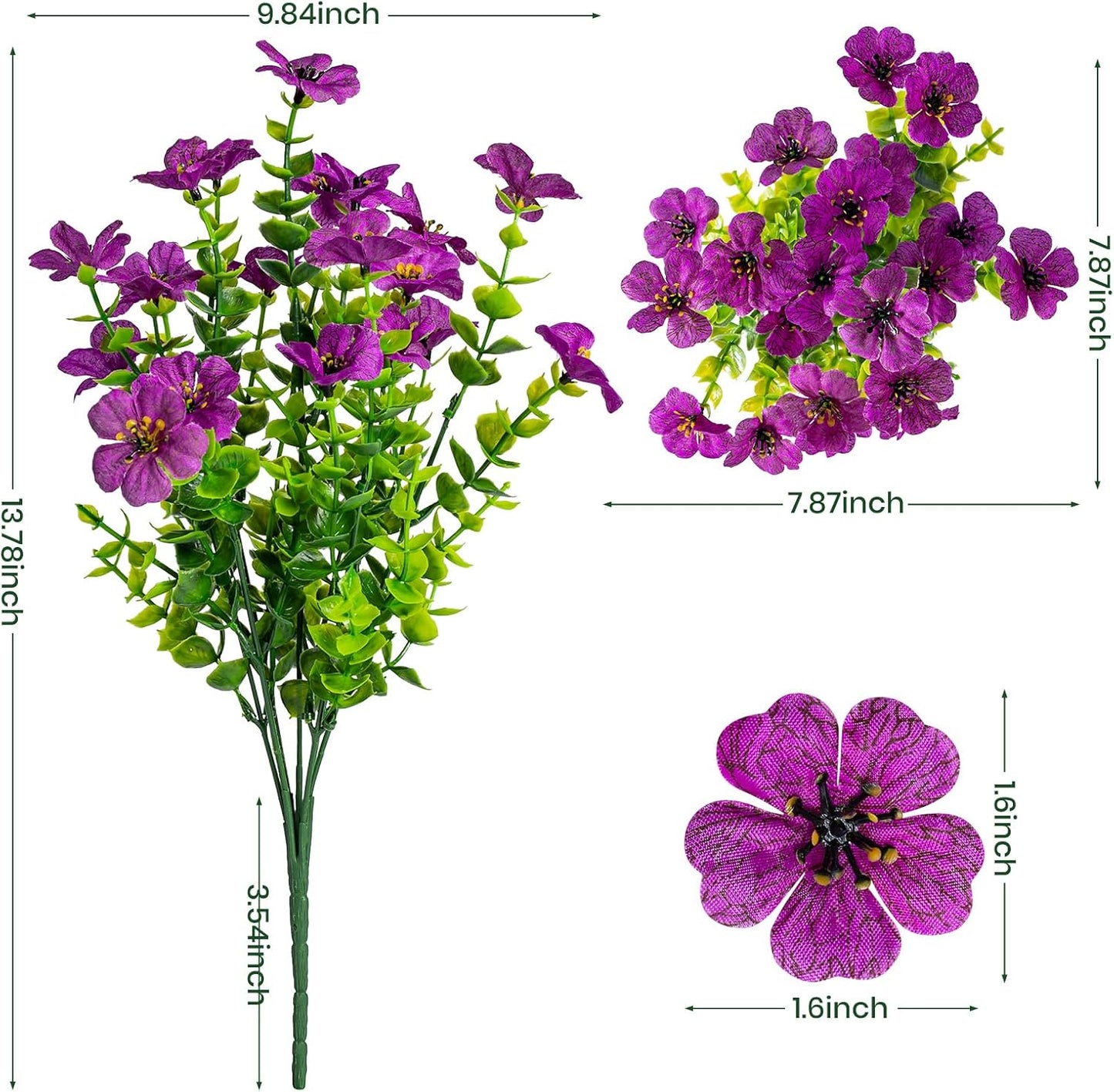 Premium Outdoor Fake Flowers 10 Pack UV Resistant Polyester Eucalyptus Bundles  Eco Friendly Stems for Patio Garden Porch Decor