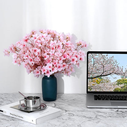 Wedding Floral Backdrop Decor Premium 6 Pcs Artificial Cherry Blossom Branches Silk UV Resistant for Venue Styling