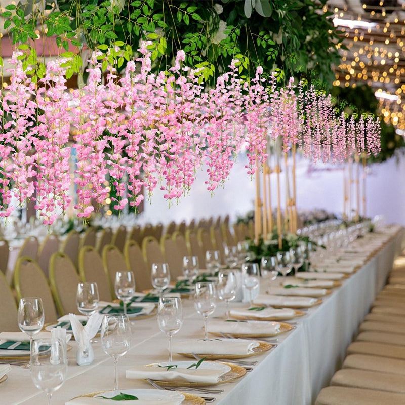 3.6ft Artificial Wisteria Garland, Lightweight Hanging Silk Flowers for Wedding Party Decor