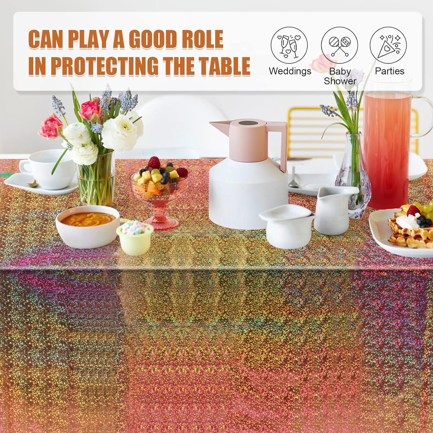 Bulk Vibrant Rainbow Disposable Tablecloth 54x108 Inches Ideal for Birthday Parties Buffets Disco and Mermaid Themed Decor Wholesale