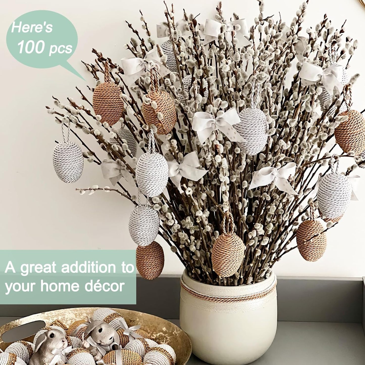 Bulk 45 Pcs 17 Inch Dried Willow Branches with White Flowers Natural Decor for Weddings Events Parties Hotels Fireplaces Yards Wholesale