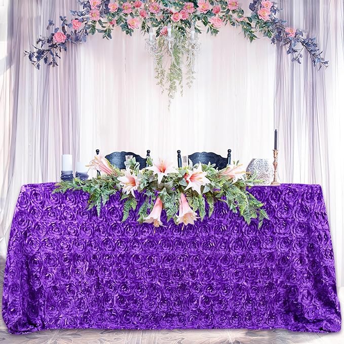 Bulk 2 Pcs Polyester Tablecloths 90x132 Inches Rosette Table Cover for Table Decor Wholesale
