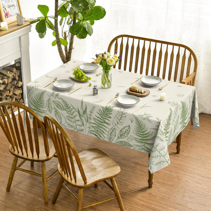 Bulk Spring Fern Tablecloth 60×84 Inch Rectangular Green Plants Washable Cover for Party Picnic Decor Wholesale