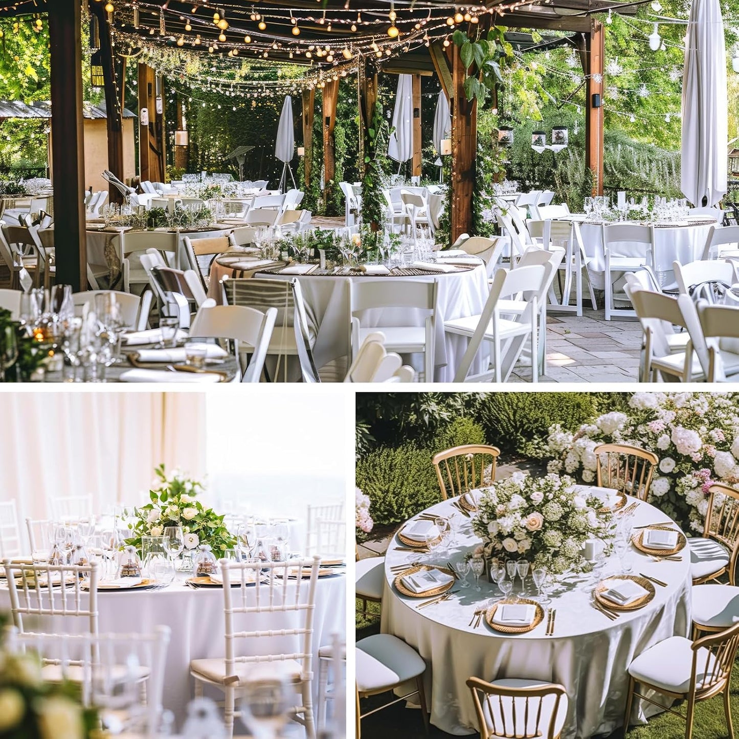 Bulk 3 Pcs Round Tablecloths Heavy Duty Polyester Washable Table Covers for Wedding Receptions Banquet Events & Birthday Parties Stain Resistant Spillproof Fabric for Dining Catering Wholesale