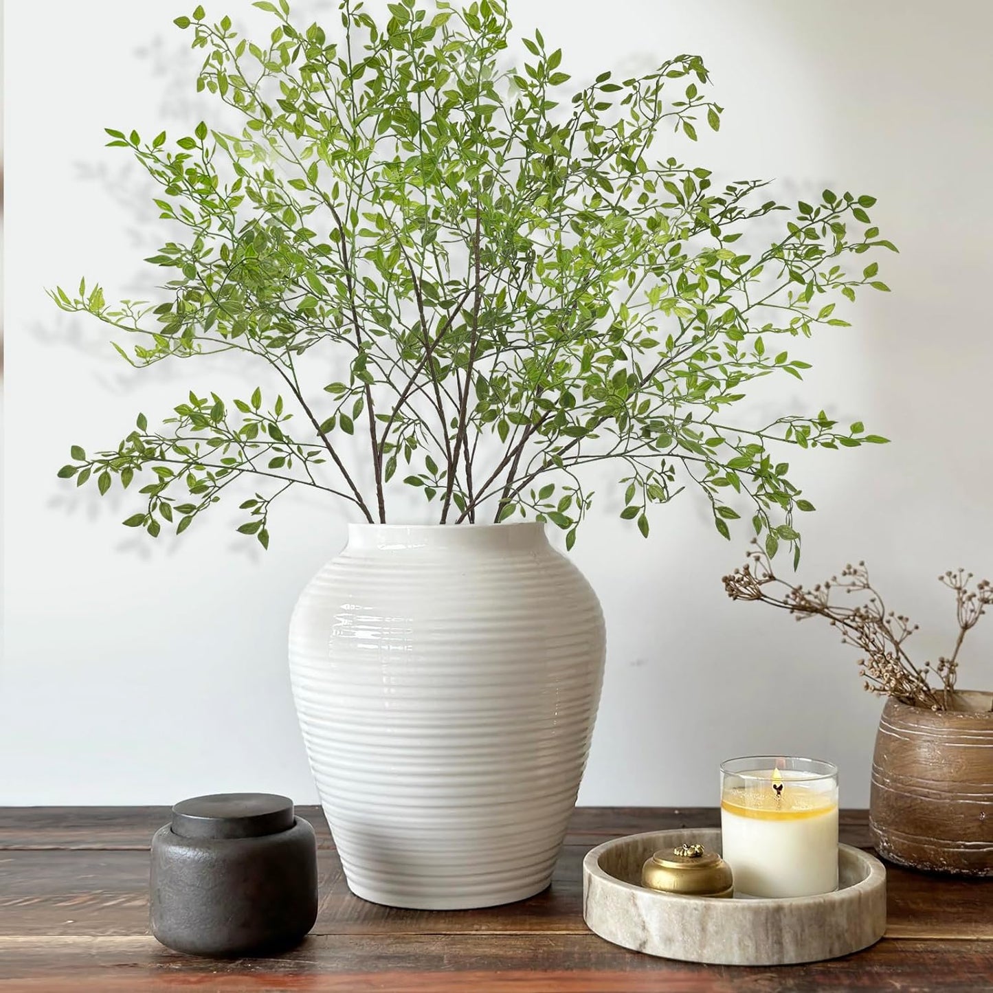 Artificial Nandina Stems, 43.3" Tall Faux Greenery Branches for Venue Styling & Event Decor