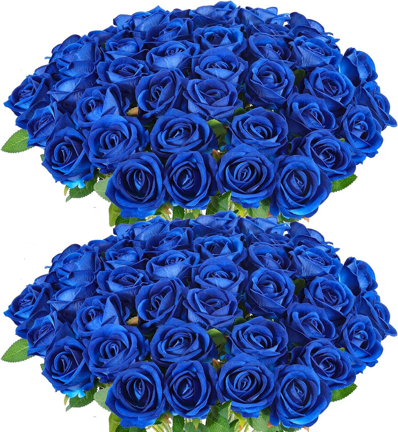 50 Pcs Artificial Velvet Silk Roses White 12 Inch Realistic Flowers for Wedding Home Decor
