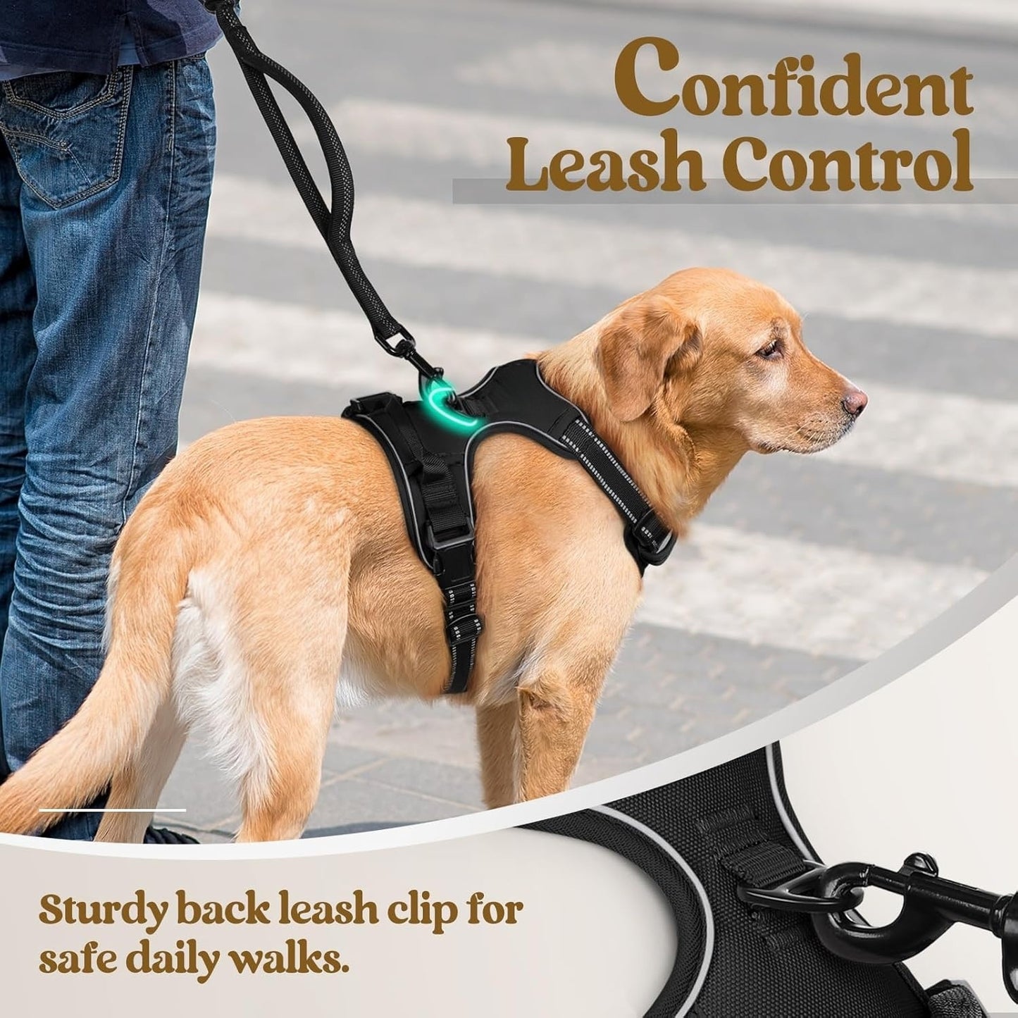 Premium No Pull Dog Harness Oxford Reflective Padding Adjustable Soft Padded Training Walking Hiking Secure Control