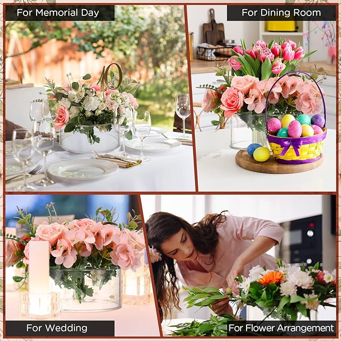 Bulk 1 Pc Clear Acrylic Flower Vase with 12 Holes Floral Arranger Round Vase for Table Centerpiece Home Wedding Decor Wholesale