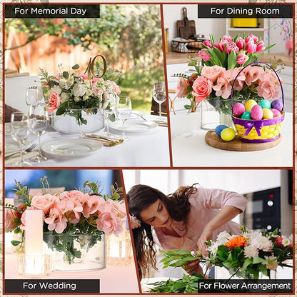 Bulk 1 Pc Clear Acrylic Flower Vase with 12 Holes Floral Arranger Round Vase for Table Centerpiece Home Wedding Decor Wholesale