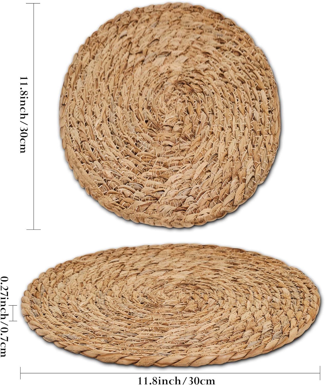 Bulk 10 Pack 12 Inch Round Farmhouse Woven Placemats Rustic Rattan Water Hyacinth Braided Mats for Dining Home Decor Weddings Wholesale