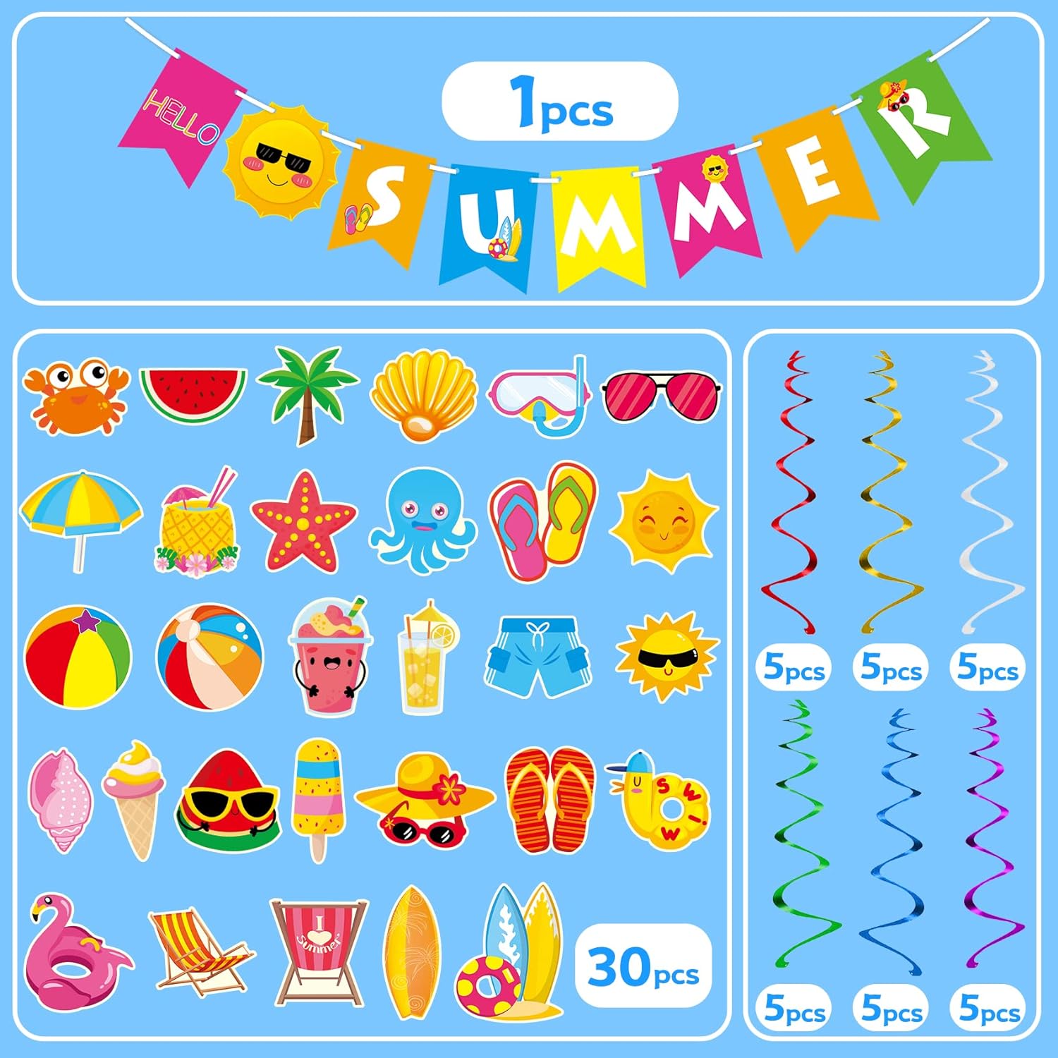 Bulk Summer Party Decorations Hello Summer Banner Beach and Pool Party Supplies Wholesale