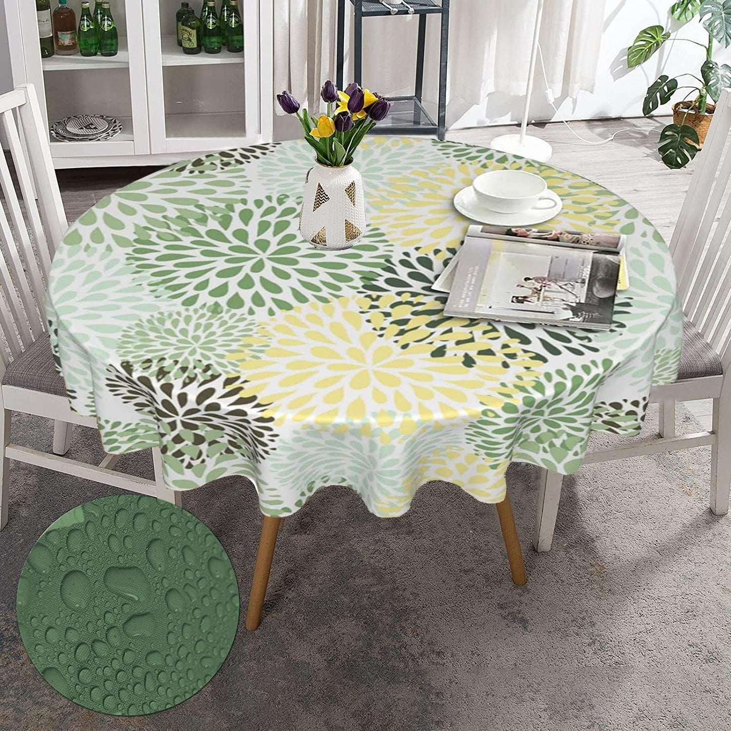 Bulk 60 Inch Round Tablecloth Stain Resistant Polyester Table Cover for Kitchen Dining Buffet Parties and Camping Mandala Design Wholesale