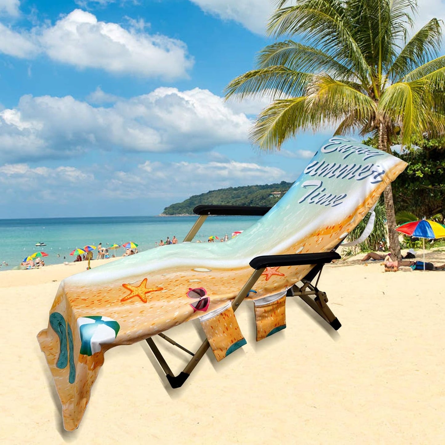 Bulk Beach Folding Chair Cover with Pockets Suitable for Patio Loungers Ideal for Sunbathing and Pool Party Decor Wholesale