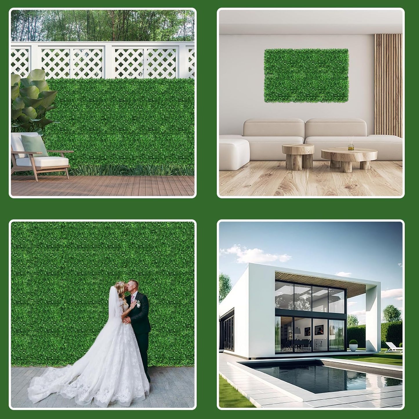 Premium 10x10 In Grass Wall Panels 10 pcs UV Resistant Artificial Grass Privacy Screen Indoor Outdoor Garden Fence Decor Eco Friendly