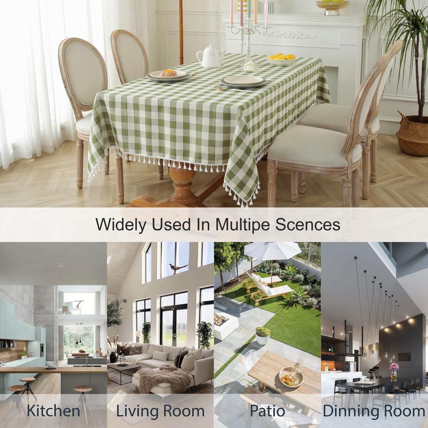 Bulk St. Patrick's Day Checkered Tablecloth Washable Buffalo Plaid with Tassel Suitable for Kitchen and Dining Room Decor Wholesale