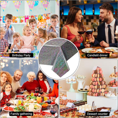 Bulk Vibrant Rainbow Disposable Tablecloth 54x108 Inches Ideal for Birthday Parties Buffets Disco and Mermaid Themed Decor Wholesale