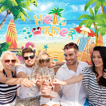 Bulk Hello Summer Photo Backdrop Banner Tropical Beach Pool Party Decorations Birthday Schools Out for Summer 71 x 43 Inch Wholesale