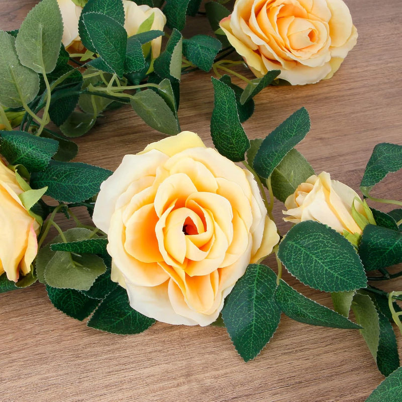 4 Pcs 26 Ft Pink Artificial Silk Rose Vine Garland, 6 Ft Segments, Realistic Flowers for Wedding Arches & Party Decor