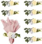 Bulk 8 Pcs Elegant Handcrafted Flower Napkin Rings Ideal for Weddings Parties and Events Wholesale