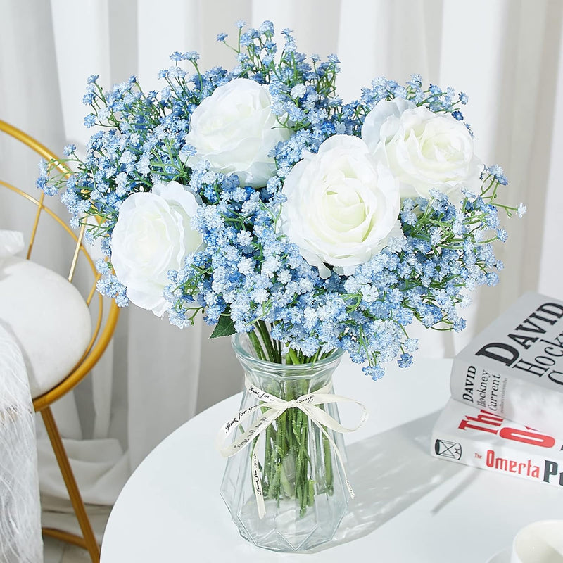 Artificial Baby's Breath Flowers, 10 Stems, White, Silk, Realistic Look for Wedding Bouquets and Centerpieces