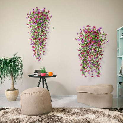 Premium 2Pcs Silk Hanging Daisy Plants UV Resistant Outdoor Decor Lifelike Texture Porch Garden Patio Indoor Planter Arrangements