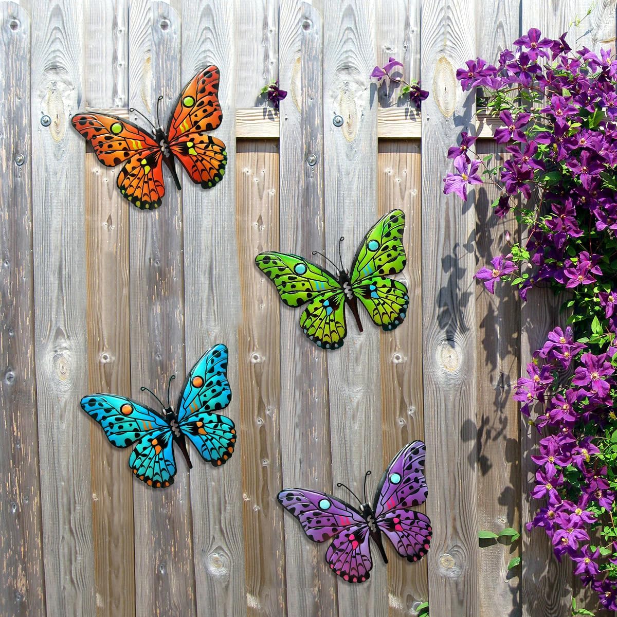 Bulk 4 Pcs Metal Butterfly Wall Decor 9.6" Outdoor Garden Patio Bedroom Art Living Room Balcony Perfect Gift for Family Friends Wholesale