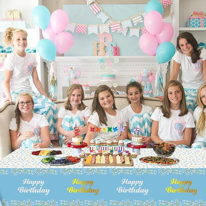 Bulk 1 Pc Reusable Waterproof Happy Birthday Tablecloth Oil-Proof Disposable Table Cover for Kids' Birthday Party Boys Girls Decorations Wholesale