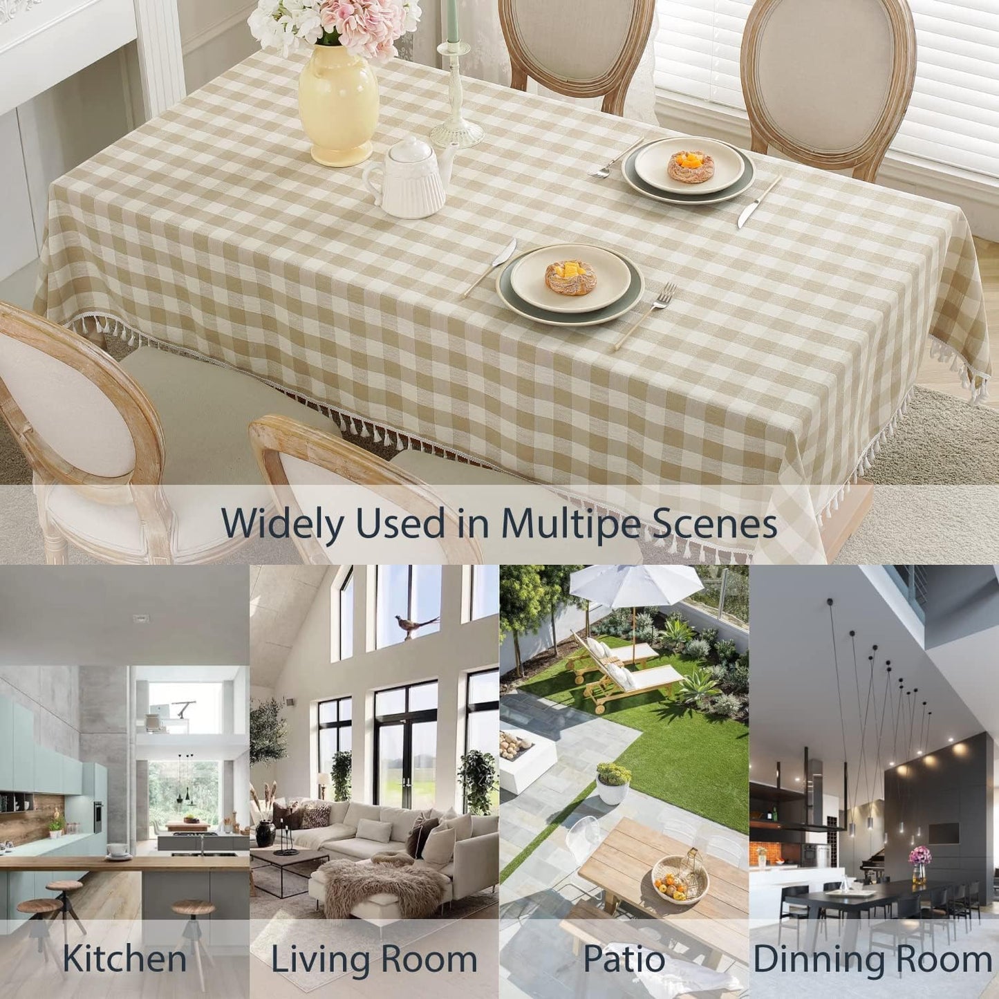 Bulk St. Patrick's Day Checkered Tablecloth Washable Buffalo Plaid with Tassel Suitable for Kitchen and Dining Room Decor Wholesale