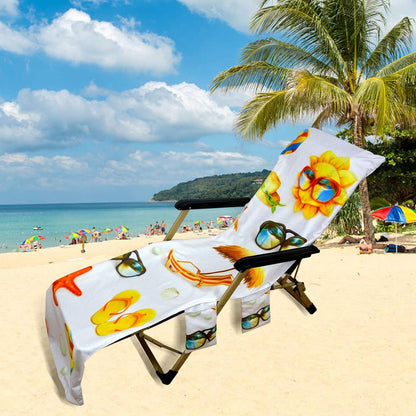 Bulk Beach Folding Chair Cover with Pockets Suitable for Patio Loungers Ideal for Sunbathing and Pool Party Decor Wholesale