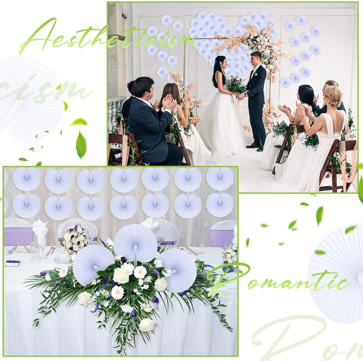 Bulk 100 Pcs White Paper Fans Round Folding Wedding Fans with Plastic Handle for Guests Birthday Party Favors for Men and Women Wholesale