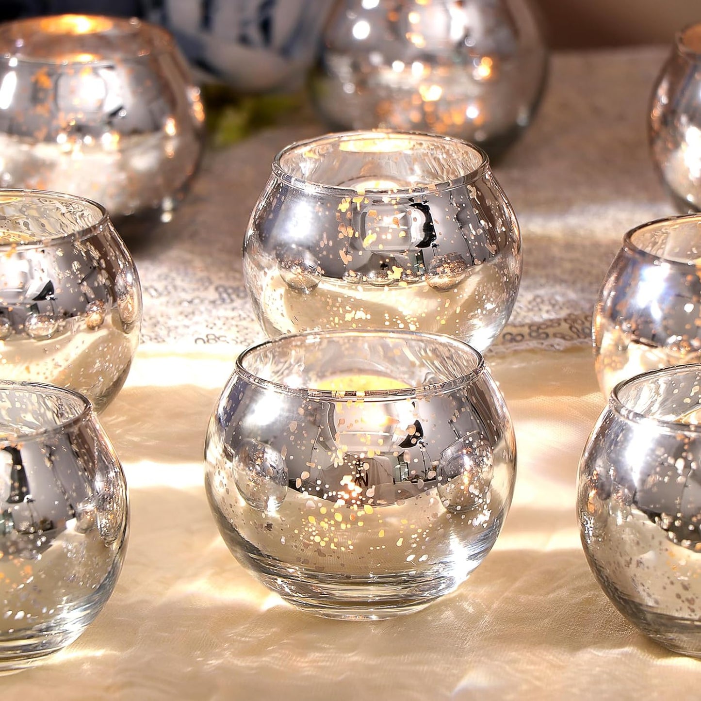Bulk 12 Pcs Shine Bright Electroplated Glass Candle Holders for Weddings Parties Holidays Gifts and Bridal Showers Wholesale