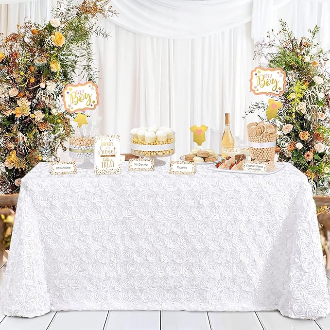 Bulk 2 Pcs Polyester Tablecloths 90x132 Inches Rosette Table Cover for Table Decor Wholesale