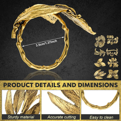 Bulk 8 Pcs Vintage Leaf Napkin Rings Set Metal Adornments for Graduations Holidays Weddings and Everyday Use Wholesale