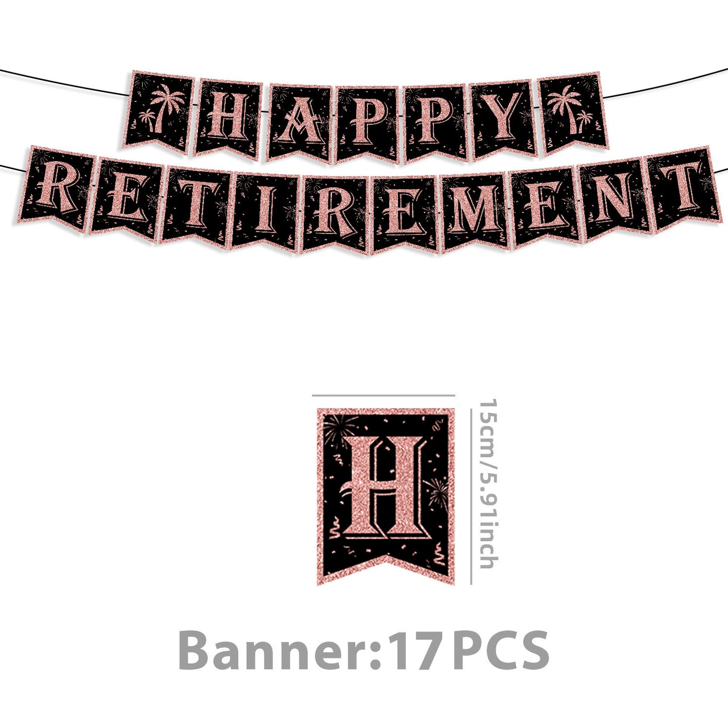 84-Piece Rose Gold Retirement Party Decor Kit - All-In-One Party Supplies & Decorations