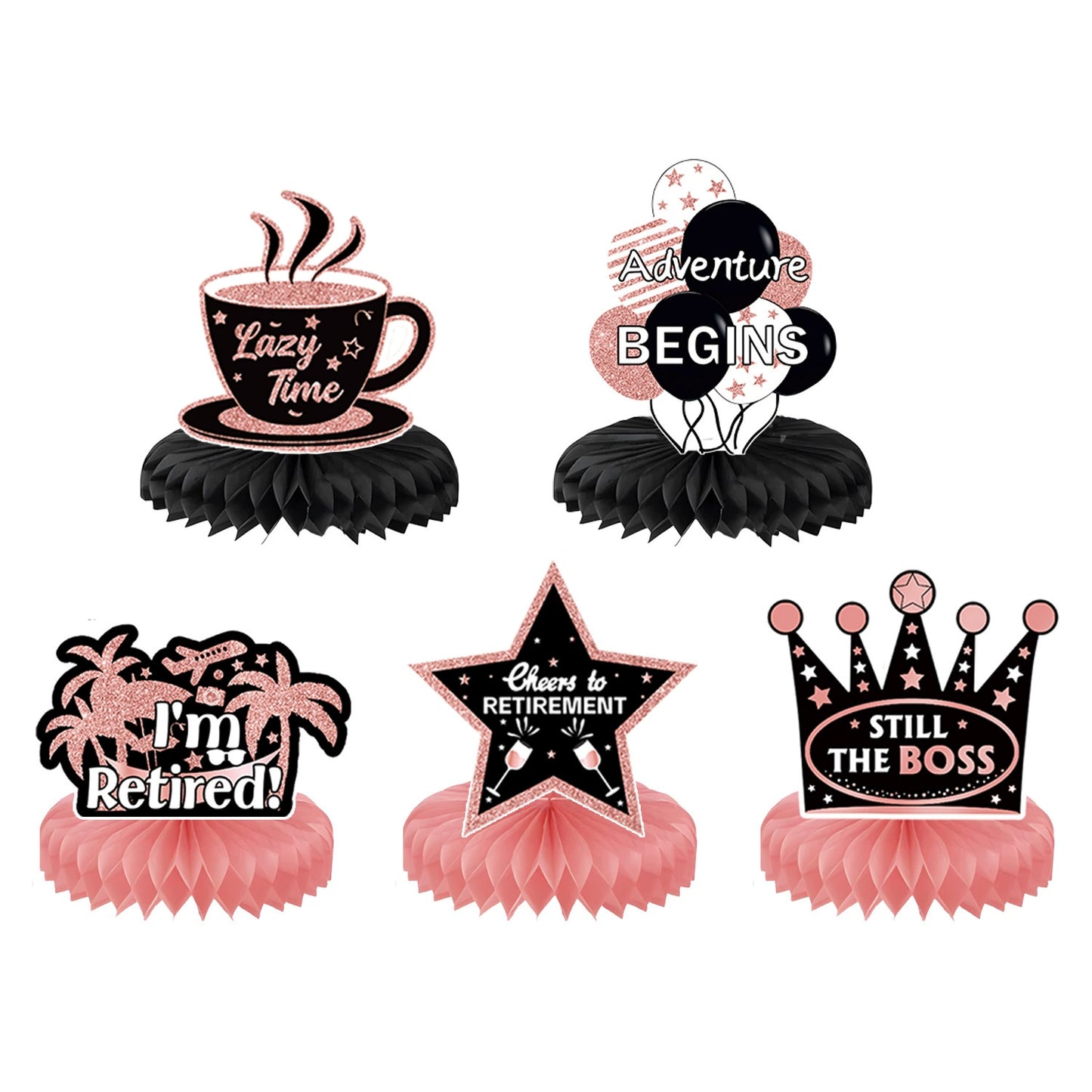 84-Piece Rose Gold Retirement Party Decor Kit - All-In-One Party Supplies & Decorations