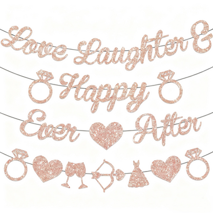 Rose Gold Glitter Bachelorette Party Banner - Miss to Mrs & Bride to Be Wedding/Single Party Decorations