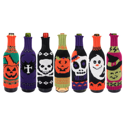 Bulk 5 Pcs Halloween Christmas Wine Bottle Covers Knitted Pumpkin Design for Holiday Decor Party Restaurant Decorations Wholesale