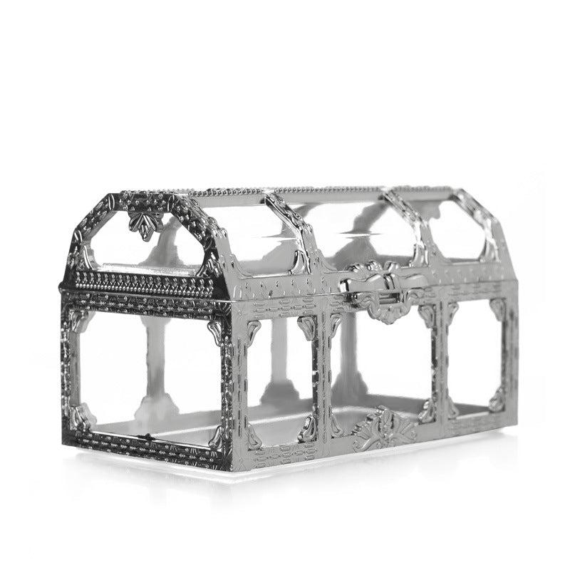 Bulk 12 Pack Clear Treasure Chest 3.5X2.5X2.4 Inch Plastic Favor Boxes for Wedding Party Wholesale