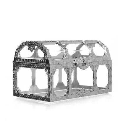 Bulk 12 Pack Clear Treasure Chest 3.5X2.5X2.4 Inch Plastic Favor Boxes for Wedding Party Wholesale