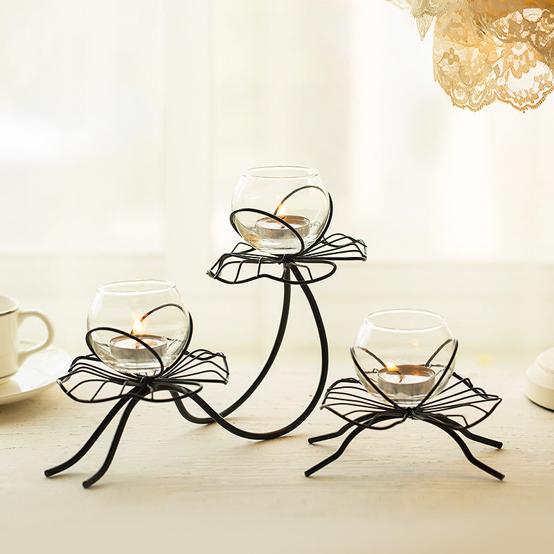 Bulk Romantic Iron Lotus Candle Holder Perfect for Valentine's Day Weddings Candlelight Dinners and Banquet Decorations Wholesale