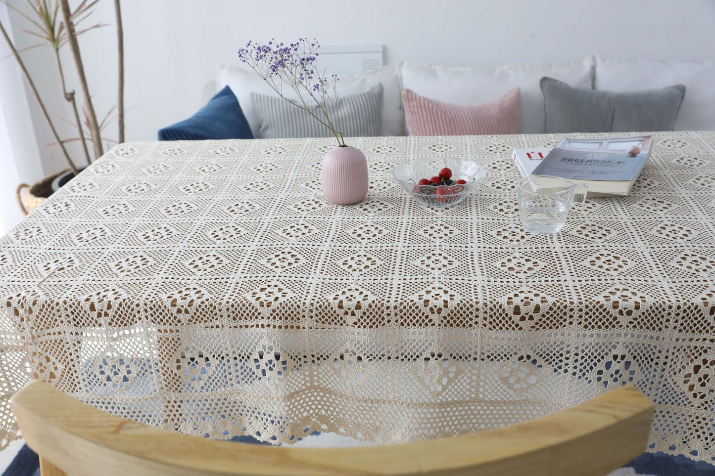 Bulk Boho Handmade Crochet Square Tablecloth for Dinning Tabletop Decor Wholesale
